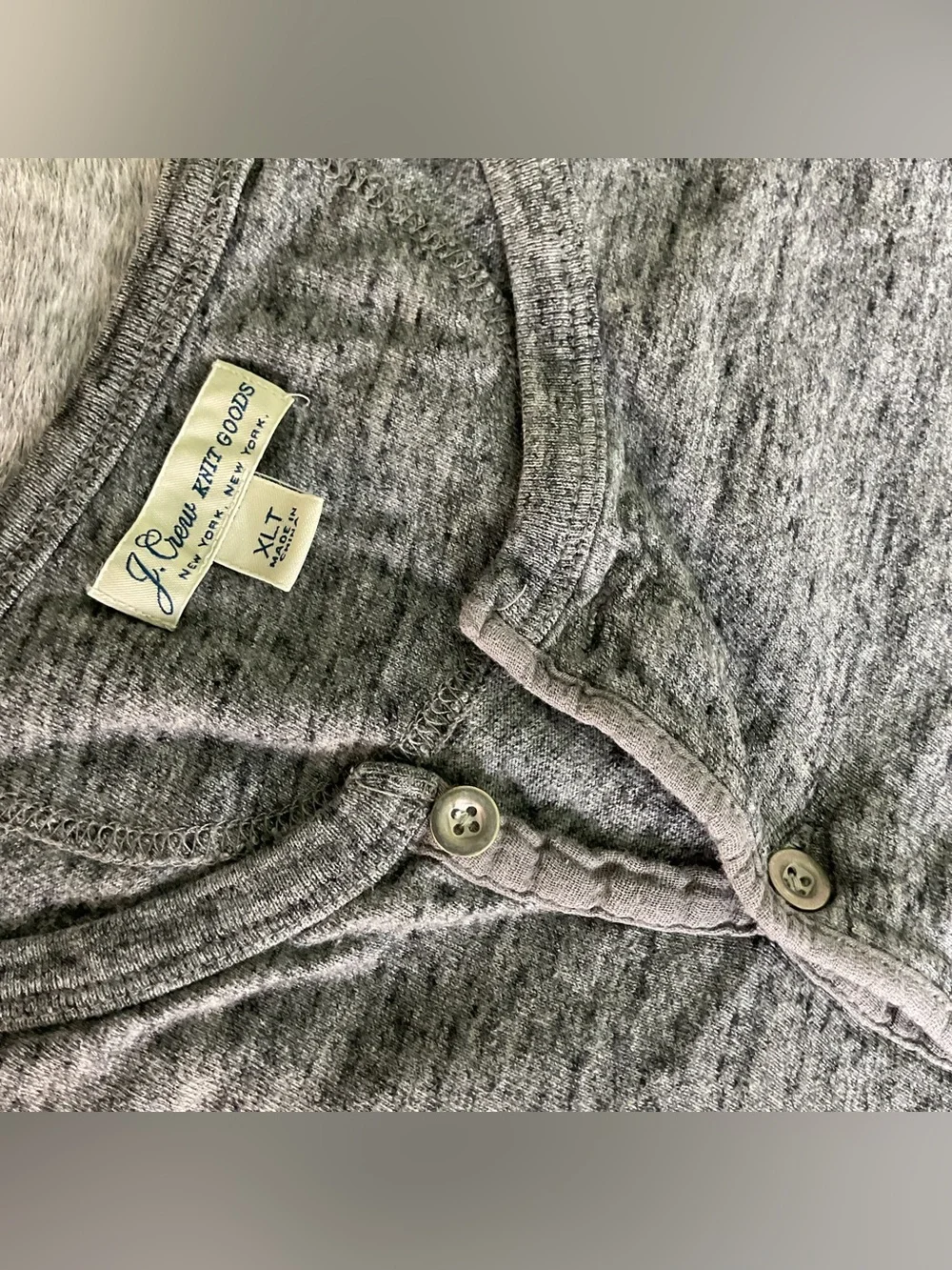 J. Crew Men's Long Sleeve Henley Heather Gray Size XLT